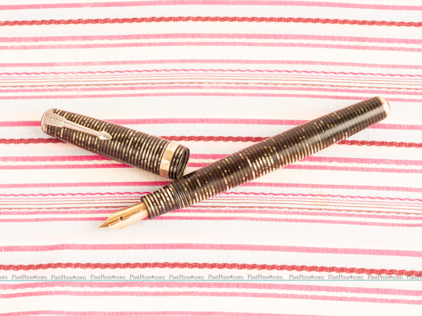 vintage parker vacumatic silver pearl striped double jewel star clip fountain pen pk289 model
