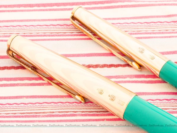 vintage parker 61 rainbow gold turquoise fountain pen pencil boxset new old stock pk251