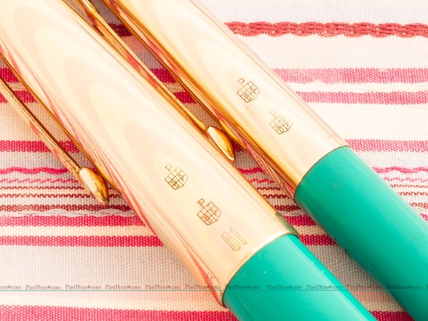 vintage parker 61 rainbow gold turquoise fountain pen pencil boxset new old stock pk251