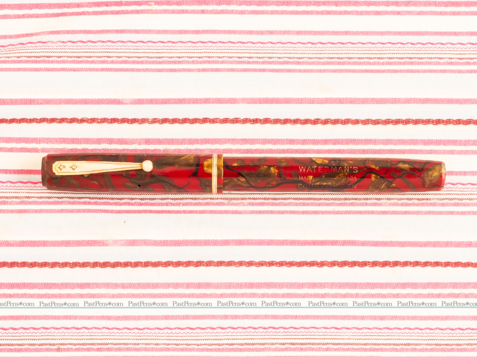 vintage waterman 92 ideal red gold marble fountain pen
