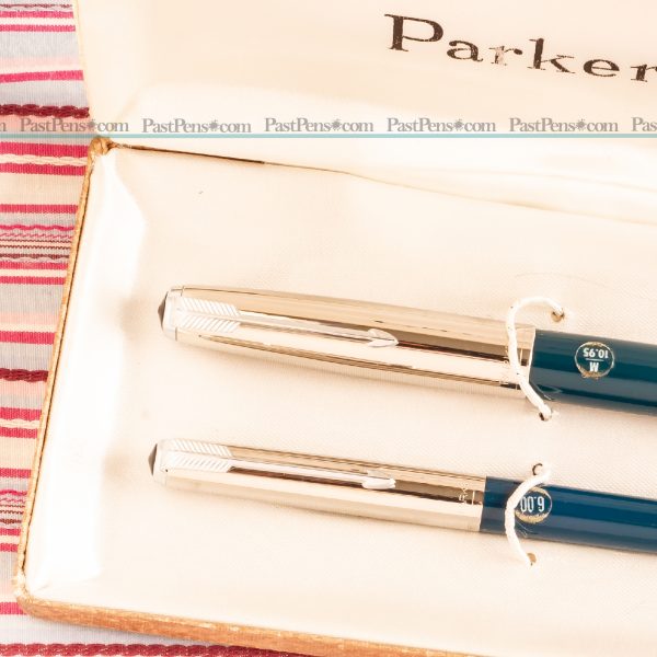 vintage parker 51 fountain pen pencil box set new matt chrome blue pk292