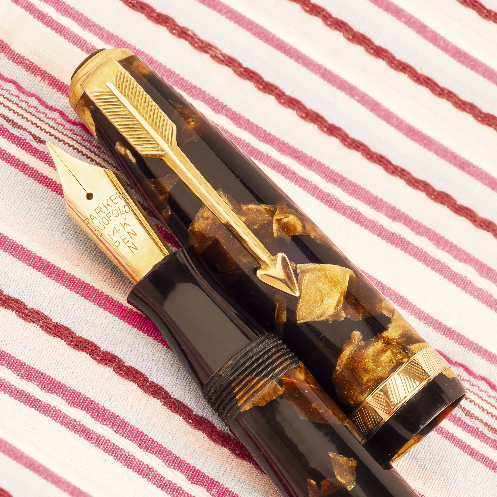 PARKER DUOFOLD NS New-Style Golden Tiger Eye Double-Jewels Fountain Pen