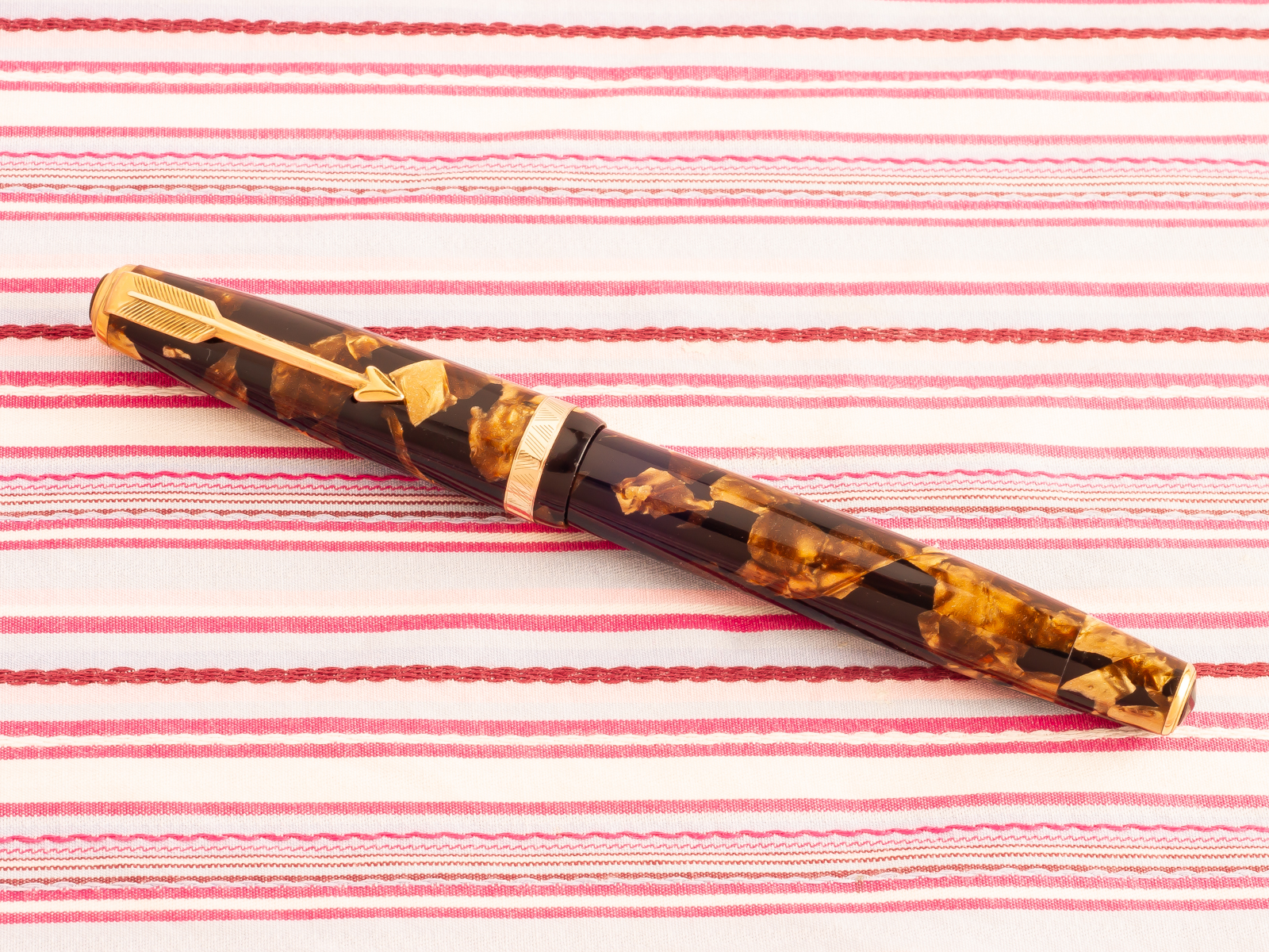 PARKER DUOFOLD NS New-Style Golden Tiger Eye Double-Jewels Fountain Pen