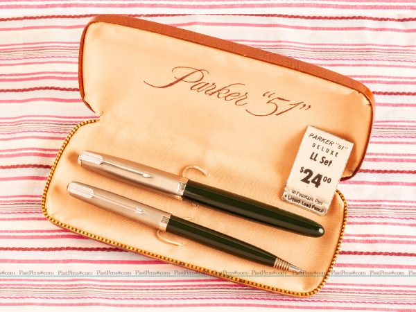 vintage parker 51 deluxe forest green fountain pen pencil box set new old stock pk301