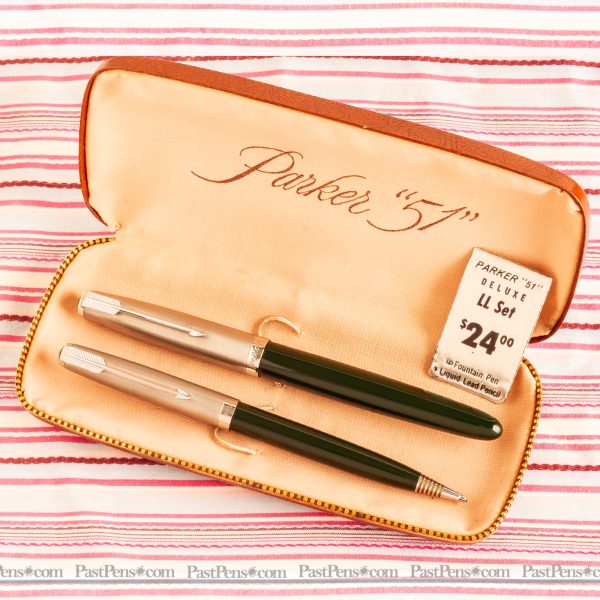 vintage parker 51 deluxe forest green fountain pen pencil box set new old stock pk301
